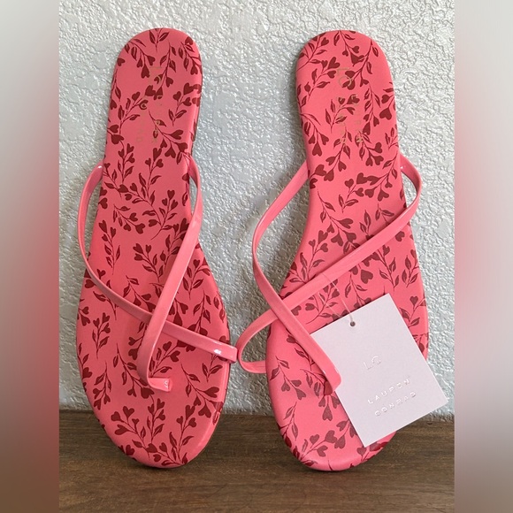 NWT LC Lauren Conrad Pink Red Floral Sandals. Size 10 - Picture 5 of 7